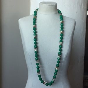 Long green and gold station necklace from Talbots